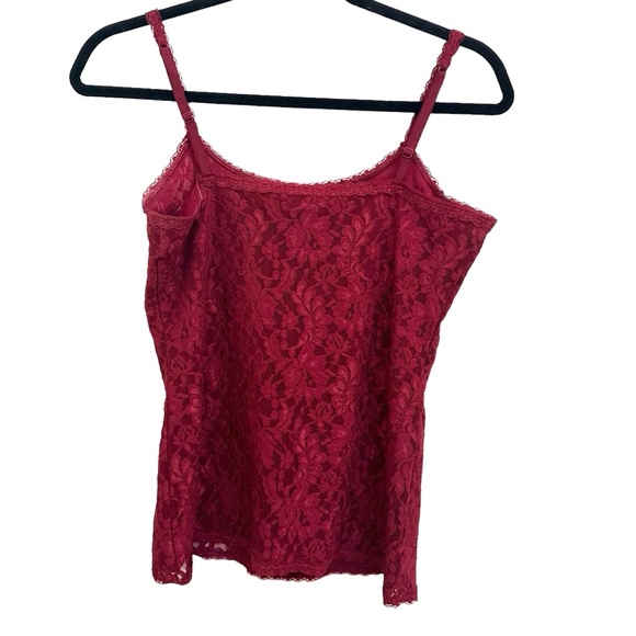 WHBM Floral Lace Red Burgundy Camisole Tank Top w/ Adjustable Straps - Picture 3 of 4